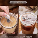 Glass straw cup with lid