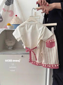 Girls Bow Print Short Sleeve Set