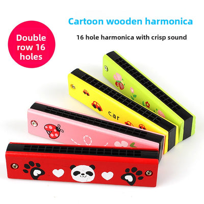 Children's wooden painted harmonica