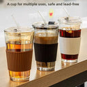 Glass straw cup with lid