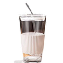 Glass straw cup with lid