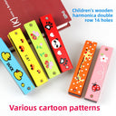 Children's wooden painted harmonica