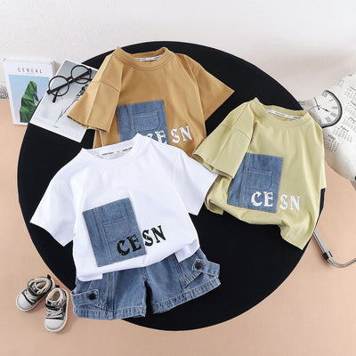Boys Summer Short Sleeve with Letter Patch