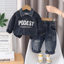 Boys Letter Print Cotton Sweatshirt Pants
