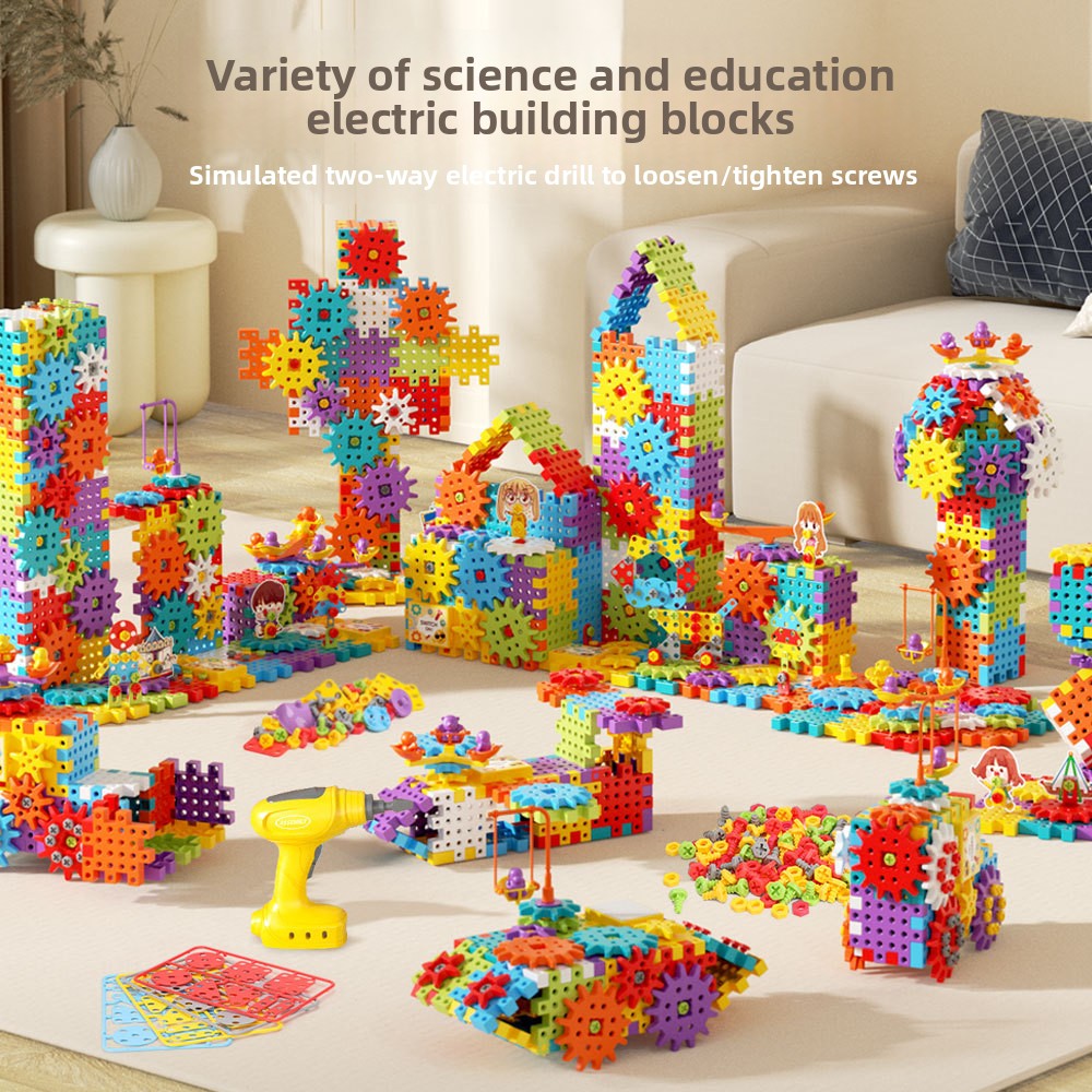 Electric DIY Gear Building Blocks STEM Educational Toy for Kids