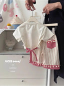 Girls Bow Print Short Sleeve Set