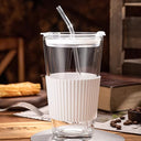 Glass straw cup with lid