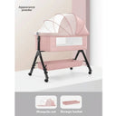 Adjustable Height Portable Baby Crib with Mosquito Net