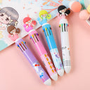 Creative 10-Color Cute Ballpoint Pen with Fun Designs
