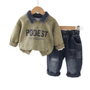 Boys Letter Print Cotton Sweatshirt Pants