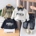 Boys Letter Print Cotton Sweatshirt Pants